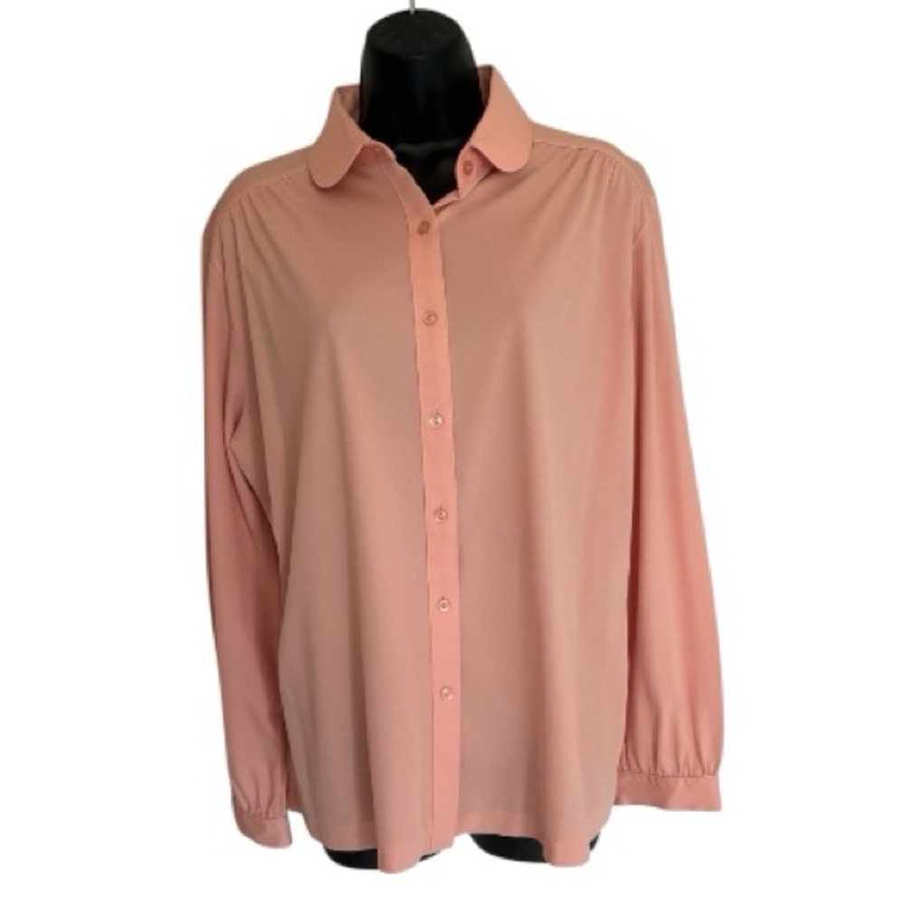 Vintage 80s Miss K Pink Blouse - Soft Peach/Pink Size M/L - Picture 2 of 6